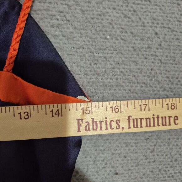 Y2K Voom by Joy Han Silk Women's Navy Orange Bird Floral Strappy Silk Dress M - Picture 6 of 6